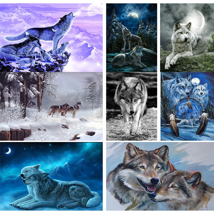 

Набор для алмазной вышивки «волк», картина 5D «сделай сам» с животными, полная выкладка, квадратная мозаика с изображением Стразы