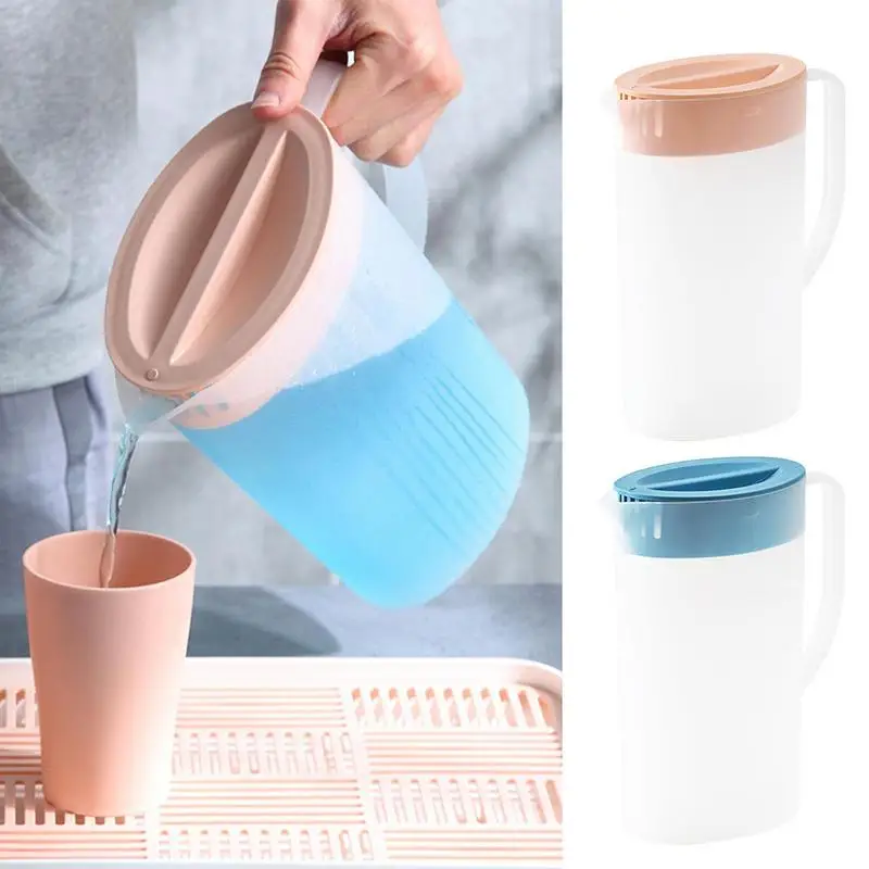 

Juice Pitcher With Lid Large Water Dispenser Kettle Drinking Container V Spout Household Pitcher For Cold Beverages Lemonade