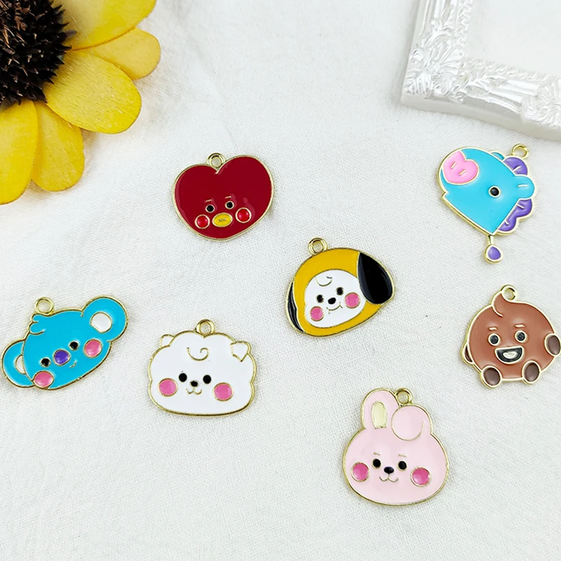 2 шт./компл. милые эмалевые Подвески в виде мультяшных кроликов подвески для