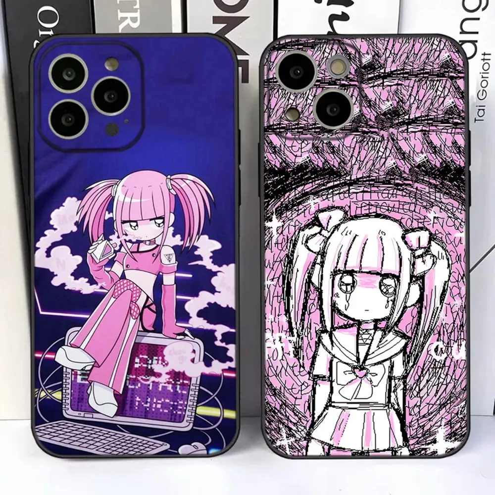 Чехол для телефона M-Menhera Chan Comic iPhone 16 15 14 13 12 11 Plus Pro Max XR XS X 7 8 SE Mini Silicone Soft