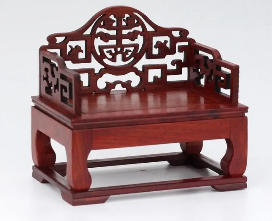 Chinese Rosewood Miniature Furniture Hollow Out Throne 5.3 Inch