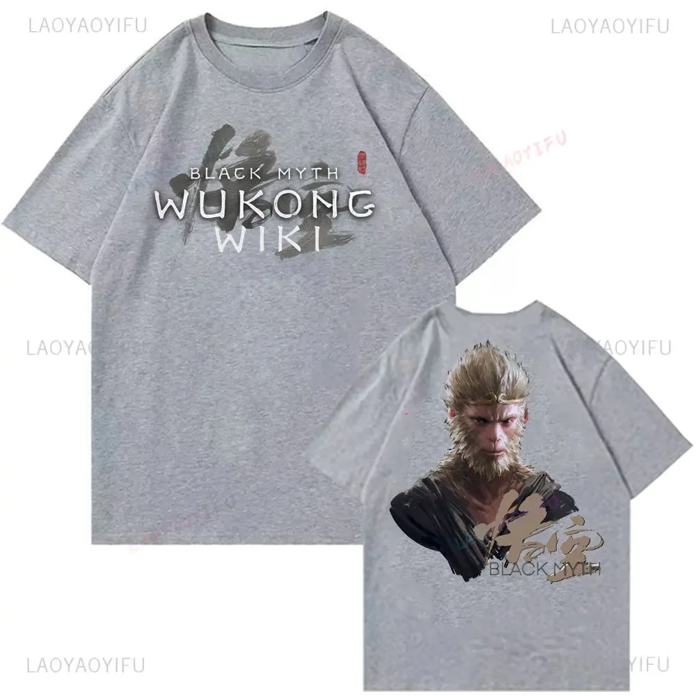 Черная футболка Myth Wukong Sun A3 Game Lover хлопковая с принтом мужская круглым вырезом