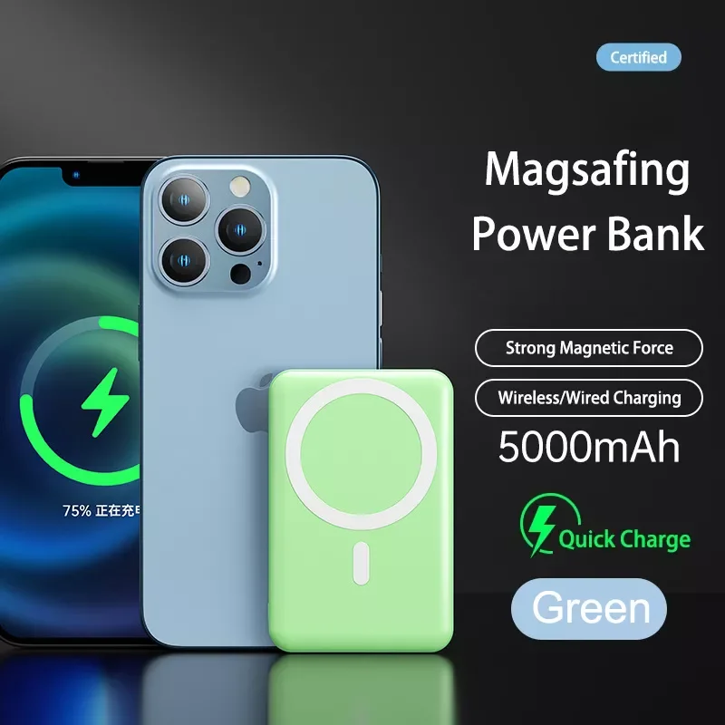 

NEW2023 5000mAh Power Bank For Iphone 13 12 13Pro 12Pro Max 15W Induction Wireless Charging LED Poverbank Phone External Battery