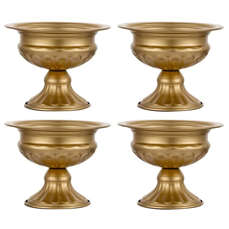 

Metal Elegant Wedding Centerpieces Vase For Wedding Party Decoration,Trumpet Vase For Anniversary Ceremony(Golden,4 PCS)