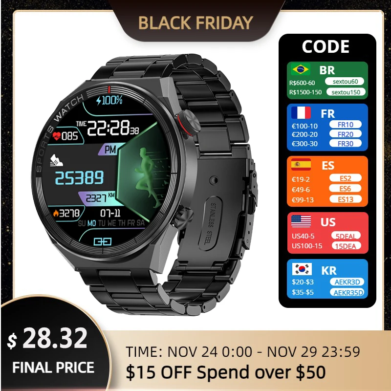 2022 New Business Men Smart Watch Sports AMOLED 454*454 Screen NFC Access Control Smartwatch Bluetooth Call Clock 30M Waterproof