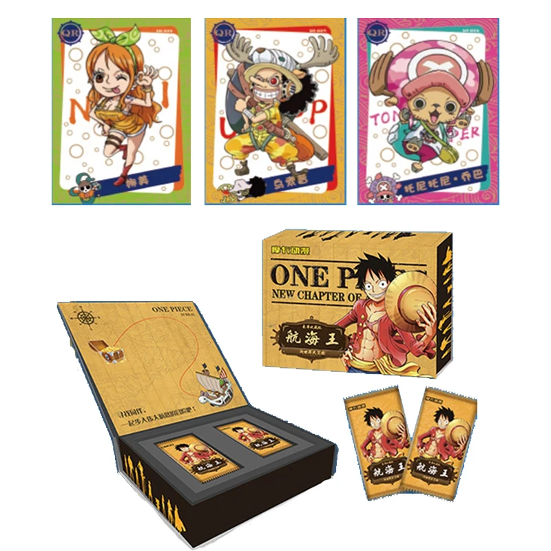 

Anime One Piece Gold Edition New World Adventure Monkey D. Luffy Nami Burukku figure collection card child board game toys gift