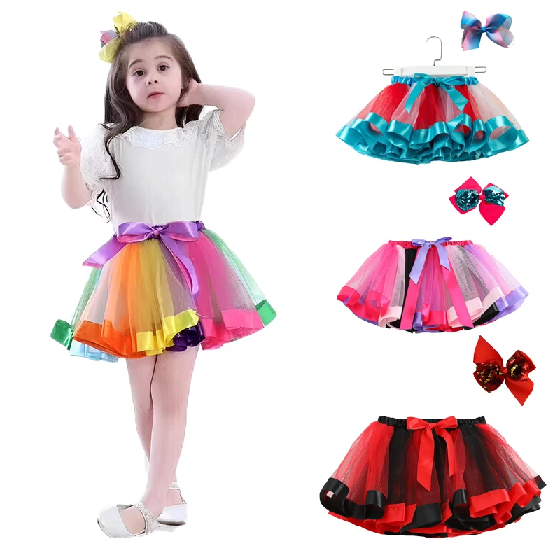 

Новинка 2023, летняя юбка-пачка, юбки для маленьких девочек, мини-юбка, танцевальная Радужная фатиновая детская юбка принцессы, красочная детская одежда