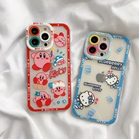 hello kitty cartoon phone case for iphone 13 12 11 pro max xr xs max 8 x 7 se 2022 for girl transparent soft silicone cover gift