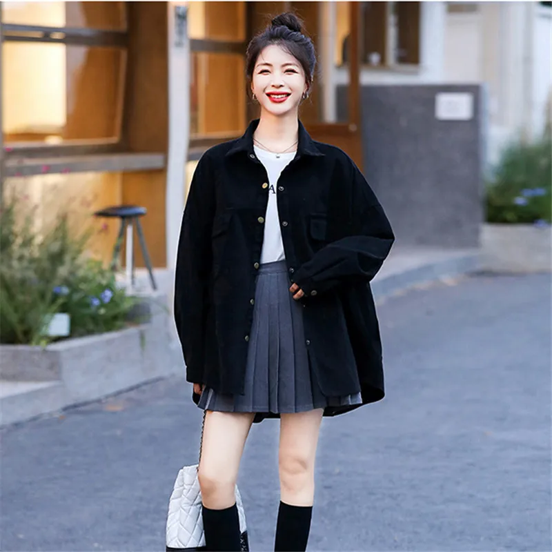 Женская Толстая джинсовая рубашка с карманами свободная Джинсовая блузка