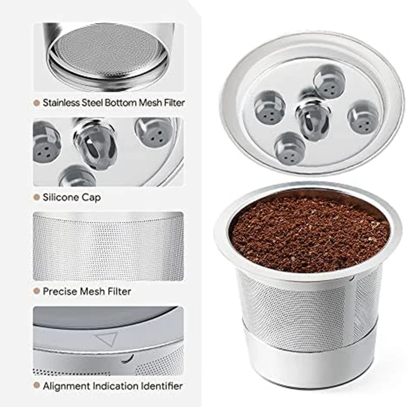 

Stainless Steel Reusable K Cups Fit For Keurig Five Holes K-Cups Coffee Filter Pods For Keurig Supreme Plus Coffee Maker