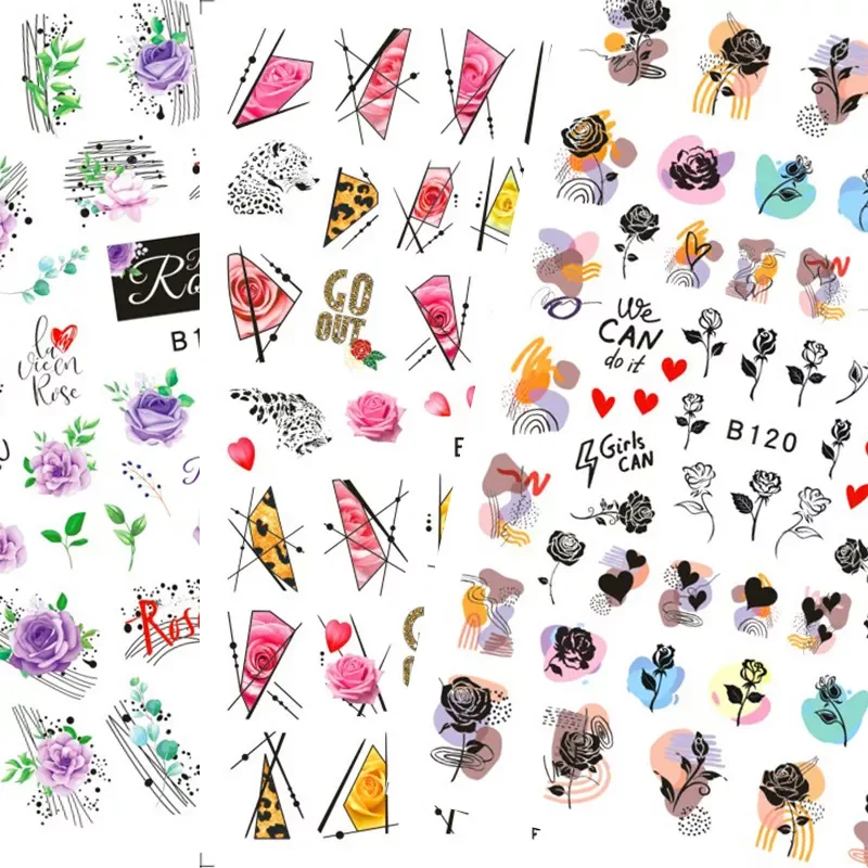 

NEW Rose Flower Heart 3D Nail Sticker Self-Adhesive Slider Art Decorations Valentine's Day Decals Manicure Accessories