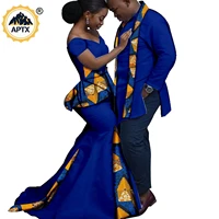 african clothes matching clothes for couples women ankara print party dresses fashion men top and scarf suits s20c013
