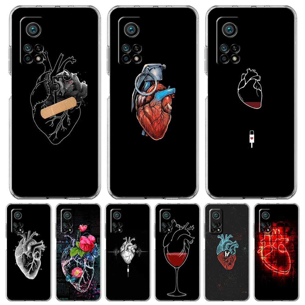 

Heart Art Phone Case for Xiaomi Mi Poco F3 X3 X4 GT NFC M3 M4 11 Ultra 12 11X 11i Pro Lite 5G Soft Transparent Cover Capas Bags