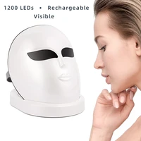 wireless 1200pcs leds face mask 3 color led photon therapy beauty mask machine anti acne wrinkle removal shrink pores brighten