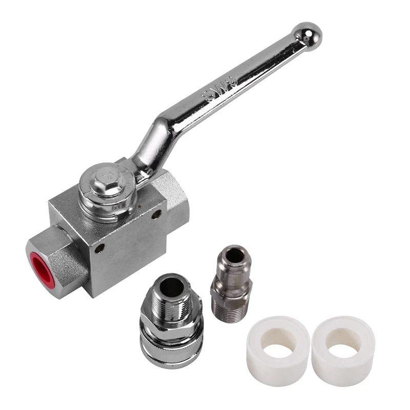 

5X High Pressure Washer Ball Valve Kit, 3/8 Inch Quick Connect For Power Washer Hose, 4500 Psi