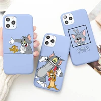 cartoon toms jerry phone case for iphone 13 12 mini 11 pro max x xr xs 8 7 6s plus candy purple silicone cover