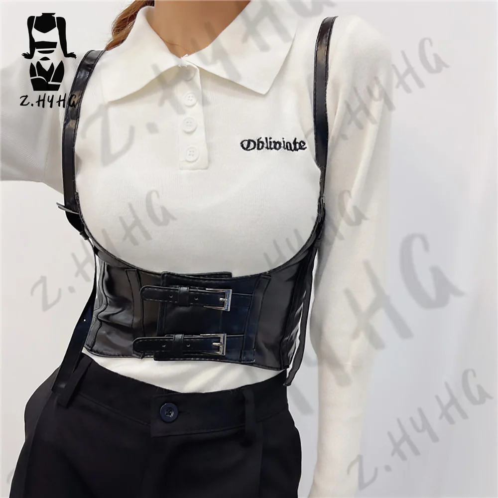 Fashion PU Leather Women Corseted Waist Belt Body Bondage Sexy Lingerie Slim Chest Strap Belt Gothic Accessories Garter Belt