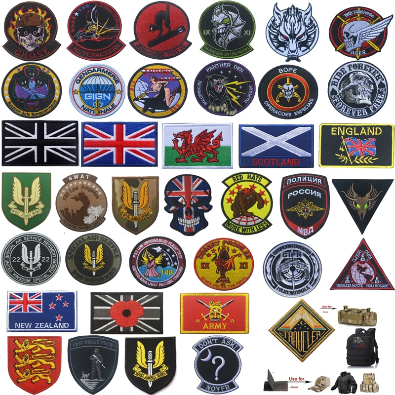 

United Kingdom France Brazil Badge PVC Patch Military Tactical Hook Embroidery Patches for Jackets Caps Bags Clothes Accessories