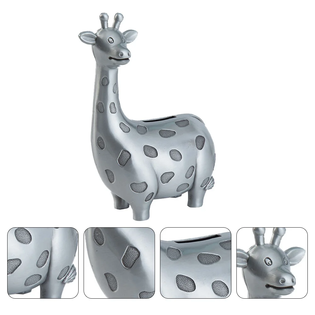 

Metal Bank Giraffe Piggy Bank Box Bank Modern Saving Pot Piggy Holder Decorative Deer Statue Keepsake Box for Table Book Shelf