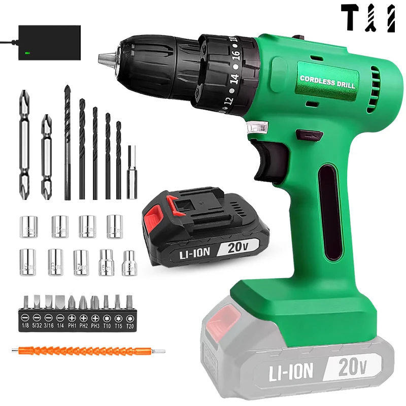 Cordlesst Drill Электрическая отвертка LIBITE литий-ионная батарея 20 В перезаряжаемая