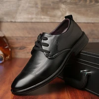 men dress shoes men leather shoes microfiber leather solid color pointed toe low top waterproof breathable men casual shoes