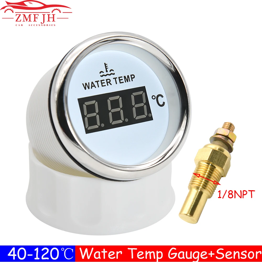 

Auto Car 40-120℃ Digital Water Temp Meter Indicator Red Backlight 52mm Water Temperature Gauge with Sensor 1/8NPT 12V/24V
