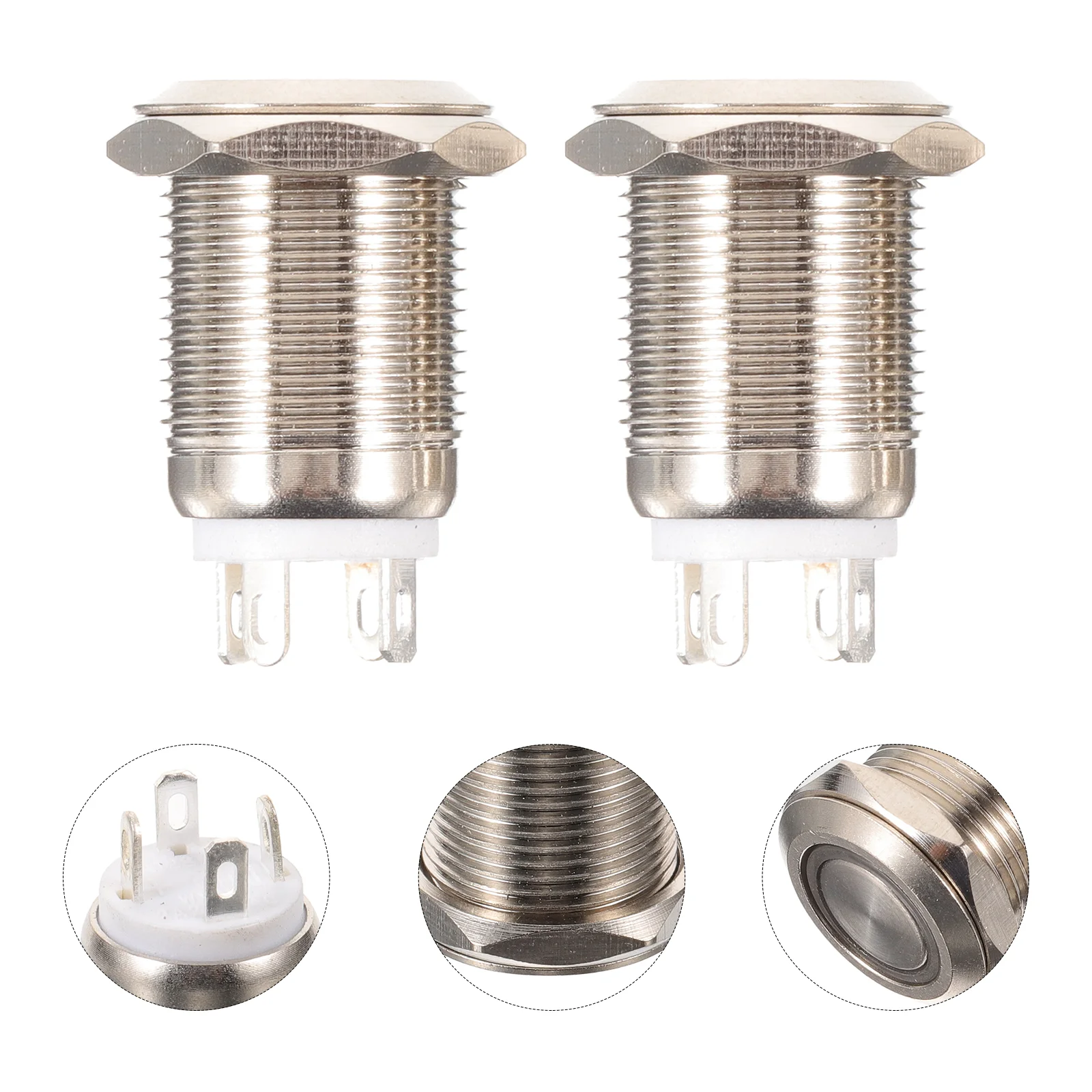 

2 Pcs Doorbell Button Garage Wall Mount Wired Shine Replacement Parts Push Stainless Steel Light