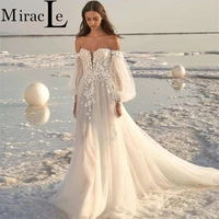 off the shoulder beach wedding dresses puff sleeve backless for women brides appliques floor length princess robe de mari%c3%a9e