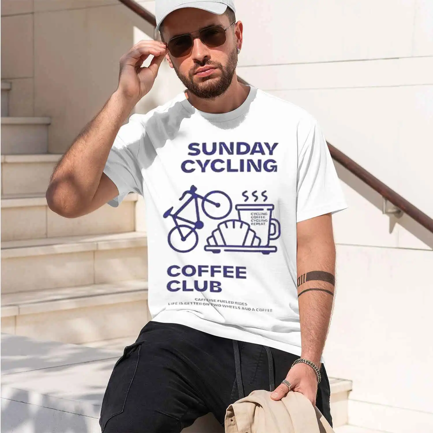 Фото Футболки унисекс Sunday Cycling Coffee Club Grh для мужчин и женщин, летние, высококачественные, дышащие, новая модель 2026 года, мужские короткие футболки №2