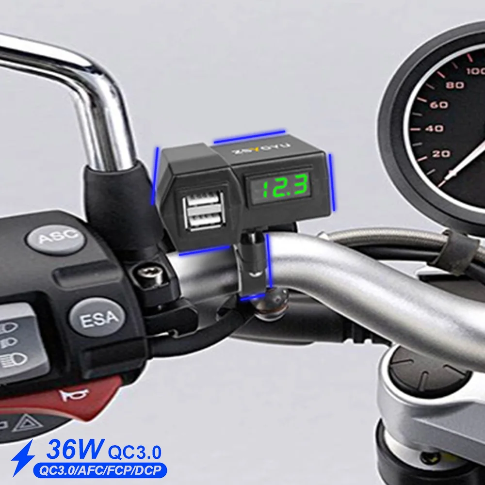 Зарядное устройство USB для мотоцикла 5 В 3 0 А быстрая зарядка с предохранителем 25