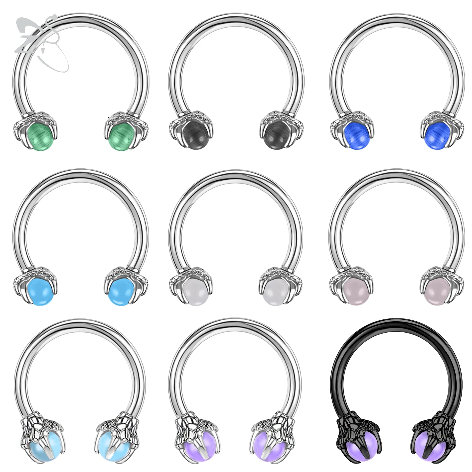 

ZS 1PC 316L Stainless Steel Nose Ring Dragon Claw Lip Rings Silver Color Septum Ring Ear Tragus Helix Cartilage Piercings 16G