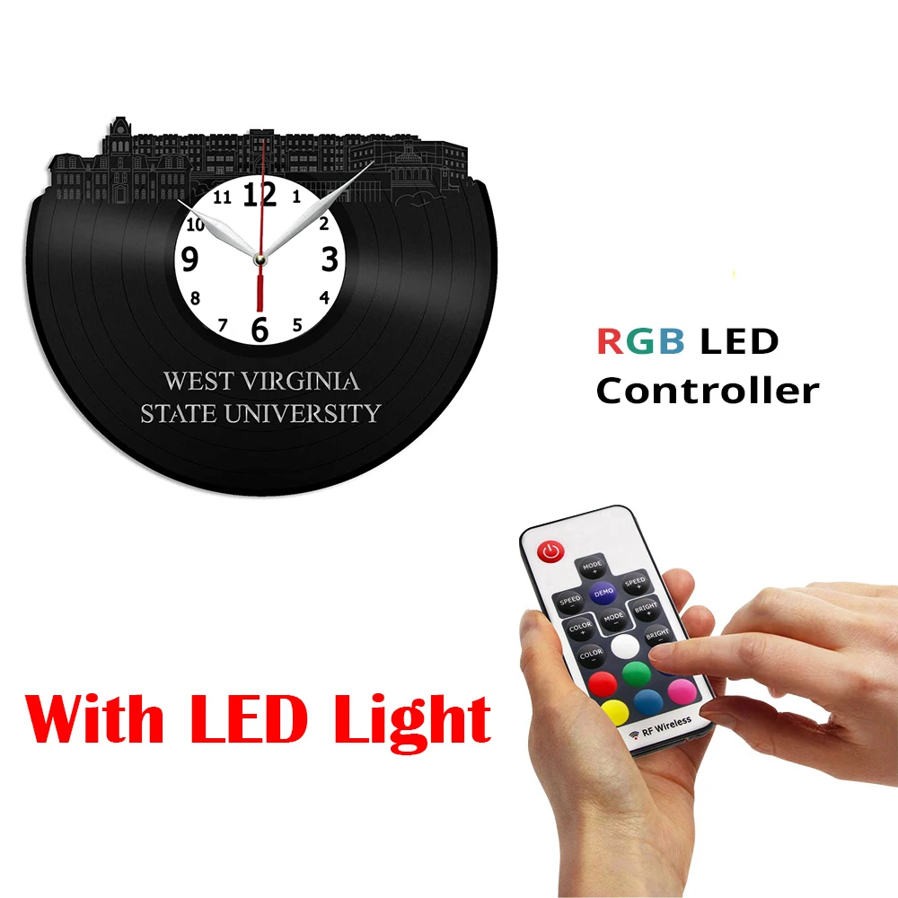 

Виниловые Настенные часы с изображением Западной Вирджинии, государственного университета, для домашнего декора, настенные часы для гостиной, кухни, 12 дюймов