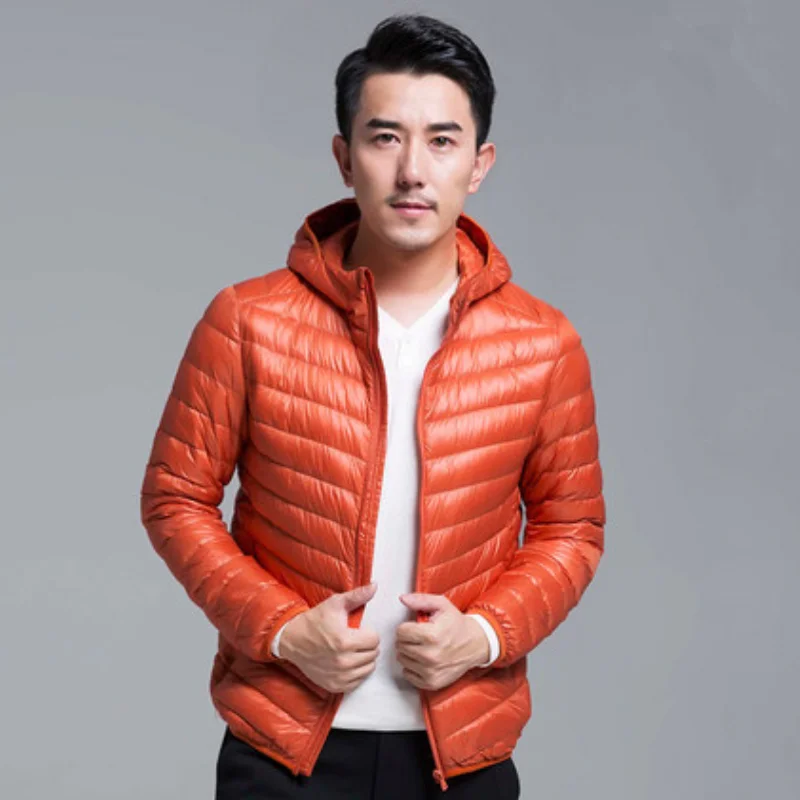 New Men winter keep warm 90% White eider-down jacket Brand clothing Male slim fit Hooded casual slim Down jacket Plus size 6XL