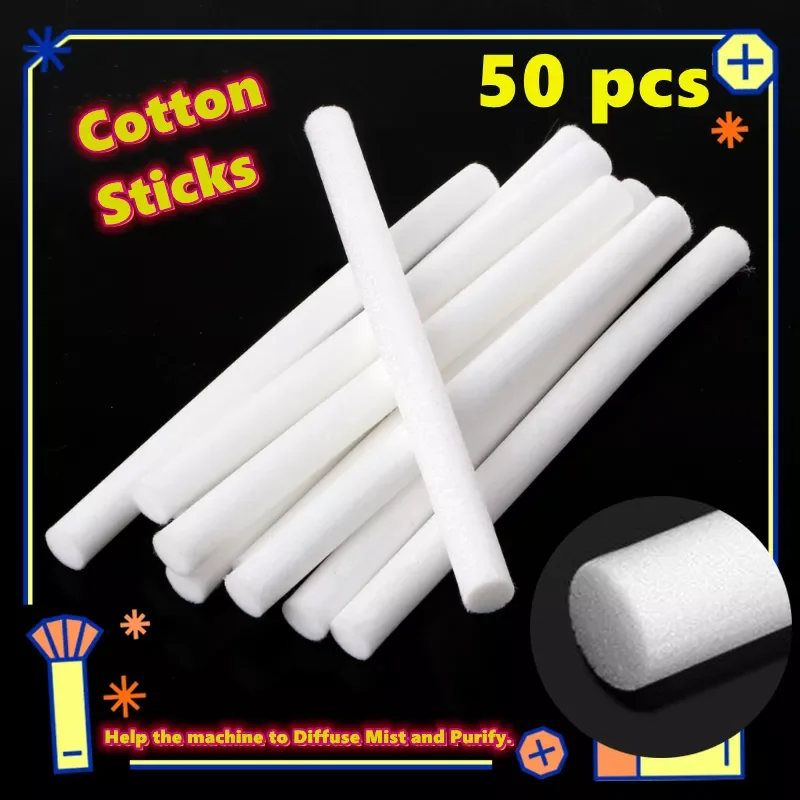 

50 Pcs 7mm/8mm Humidifier Filter Cotton Swab Core USB Air Ultrasonic Humidifier Aroma Diffuser Replacement Cotton Sponge Stick