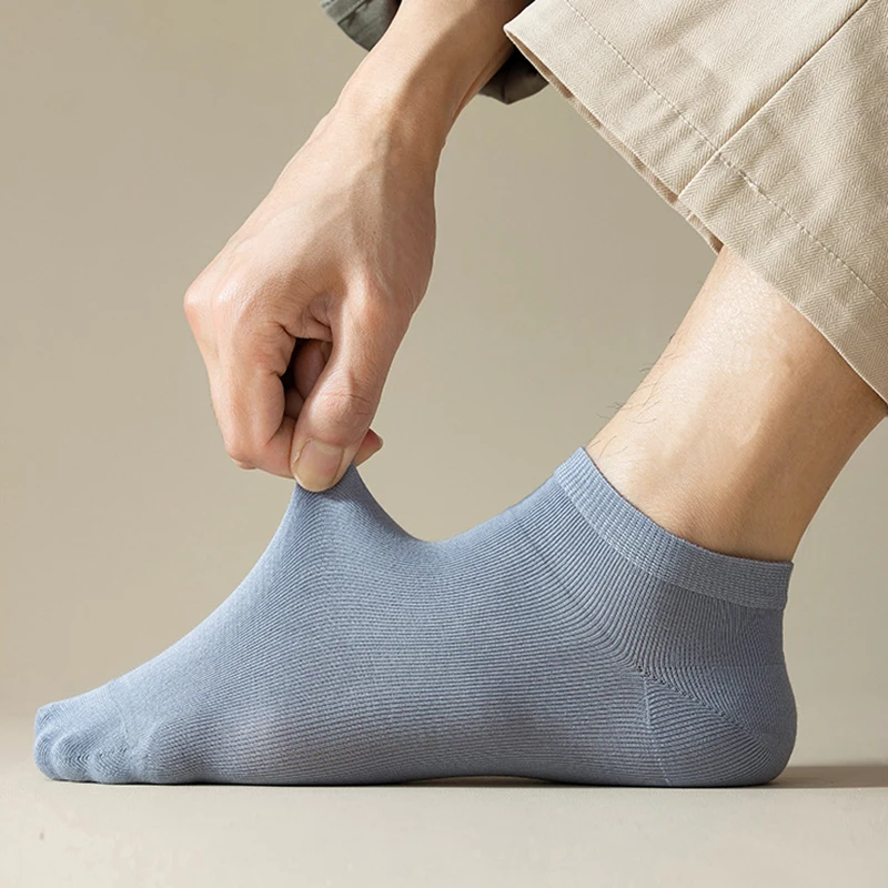 Solid Color Men's Socks 2 Pairs Absorb Sweat And Breathe Summer Thin Men Of Low Tube Socks High Elastic, Classic And Versatile