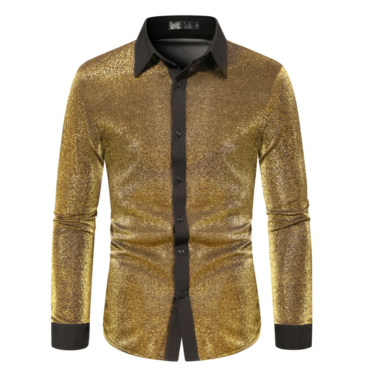 Мужская блестящая рубашка с металлическим блёстками в стиле 70-х