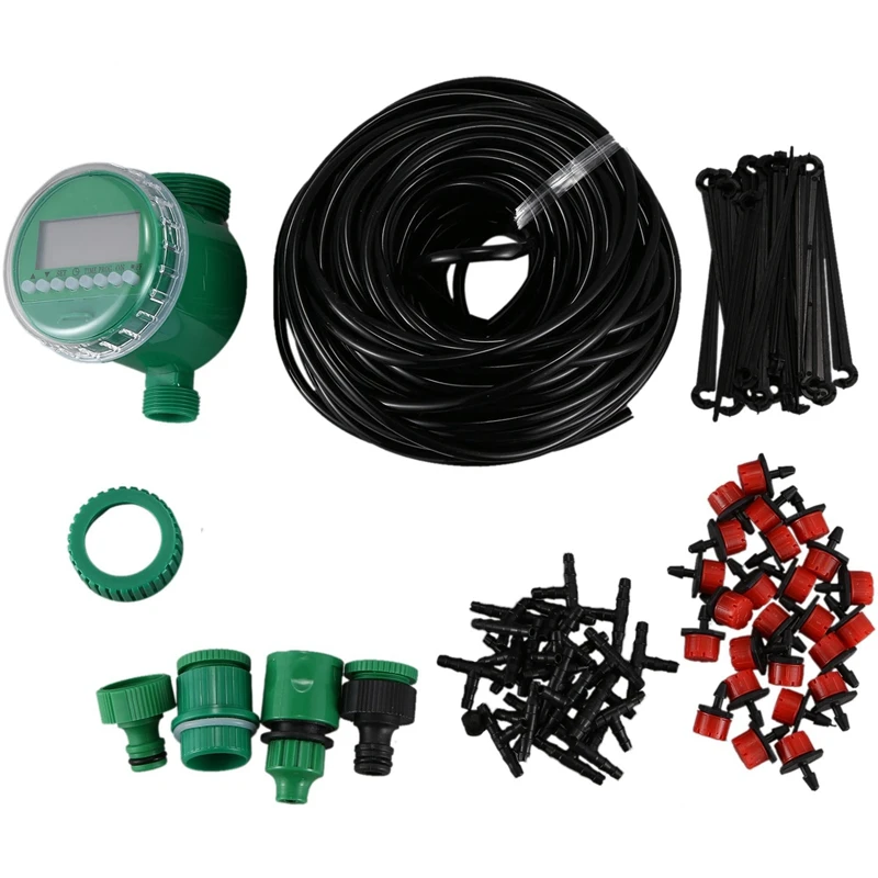 

25M Diy Mini Drip Irrigation System Plant Self Automatic Watering Timer Garden Hose Kits With Adjustable Dripper