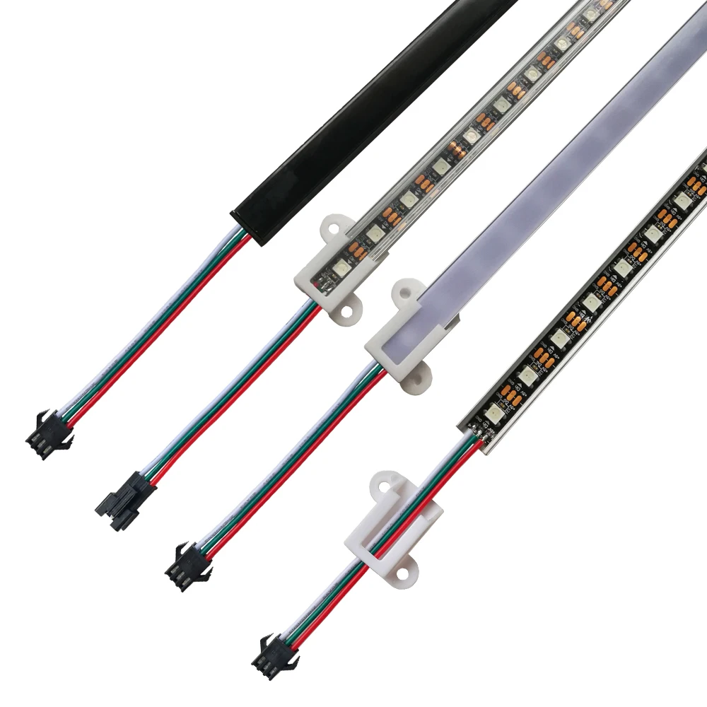 

DC5V WS2812B 12V WS2811 Led Aluminum Cabinet Light Strip Individually Addressable RGB U Rigid Bar Black White Milky PVC 33/50cm