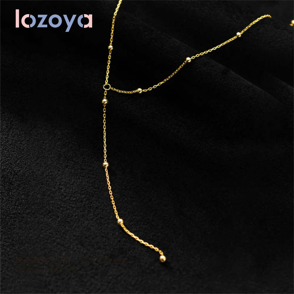 

Цепочка Lozoya женская из серебра 925 пробы, ожерелье с подвеской Y-образной формы с легкими бусинами, темпераментная цепь с кисточками, изящное ...