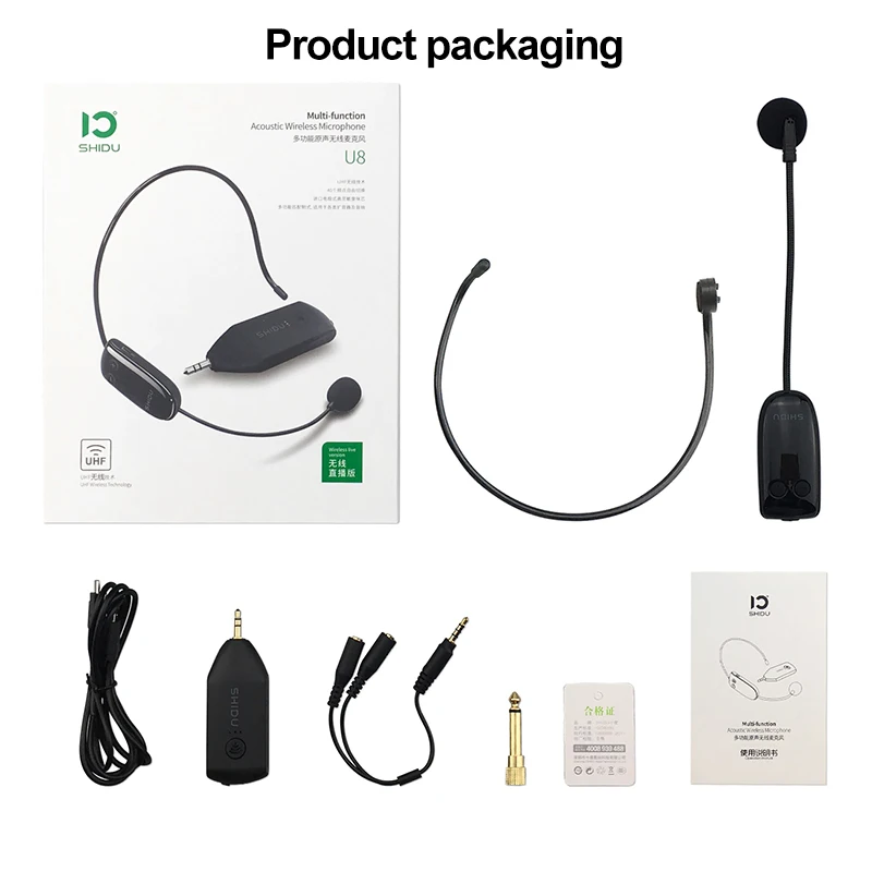 SHIDU U8 UHF беспроводной микрофон 3 5/6 5 мм штекер гарнитуры ручной 2 в 1 портативный