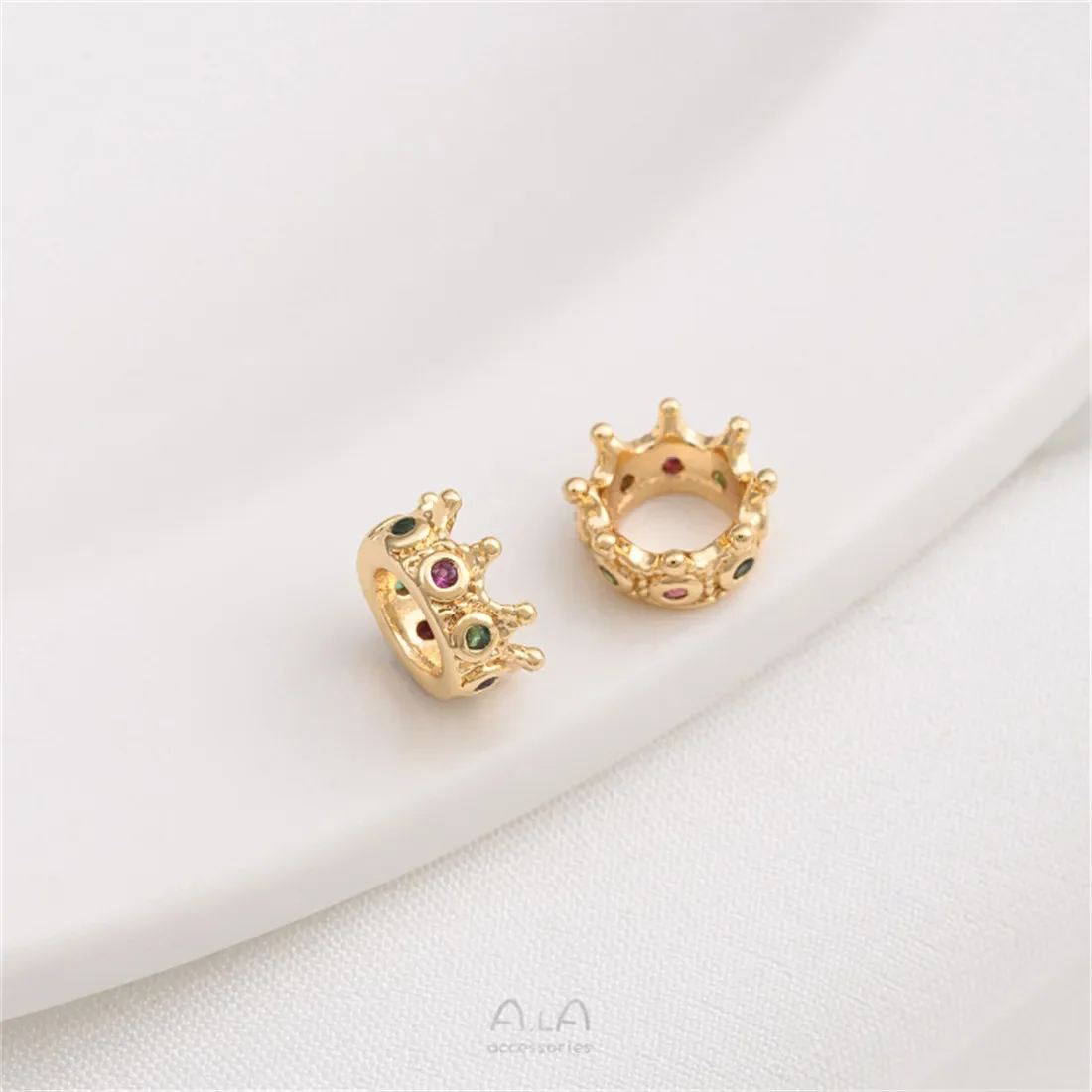 Позолоченная 14-каратная макропористая бусина из циркона разделительная