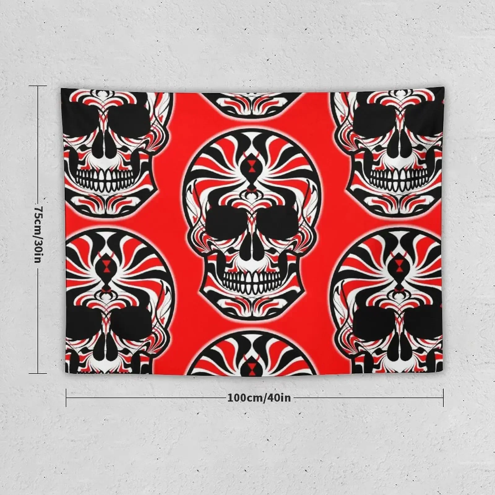 Племенный дизайн черепа | Черная вдова паук Красный черно-белый сахарный череп.