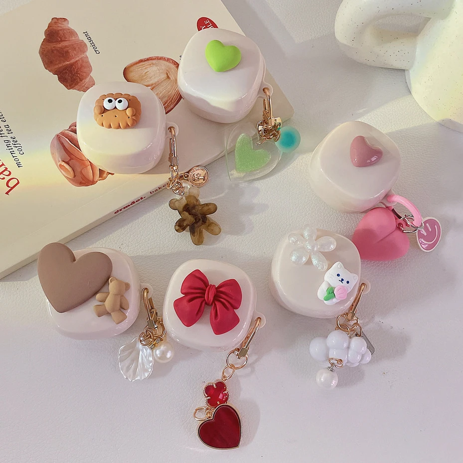 

For Baseus WM02 Love Bow Biscuit Bluetooth Earphone Case with Shell Pendant Wireless Headset Earbud Anti-fall Protective Cover