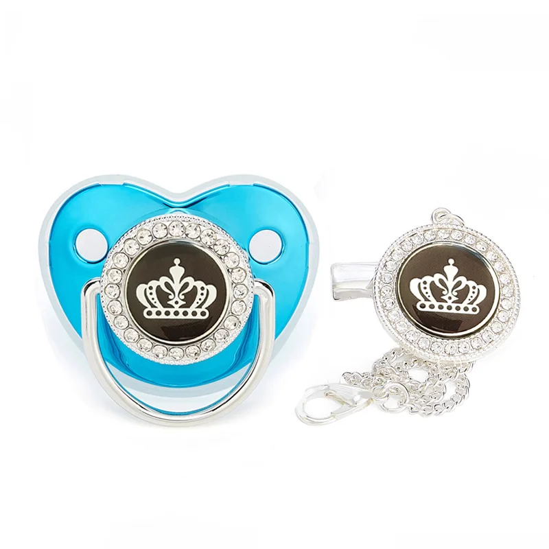

Bling Crown Pacifier with Pacifiers Chain Clip Multiple Infant Nipple Dummy Soother New born Baby Boys Girls Gift 3-18M