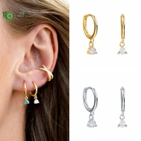 925 sterling silver needle geometric pendant gold earrings cz delicate hoop earrings for women wedding high luxury jewelry gifts