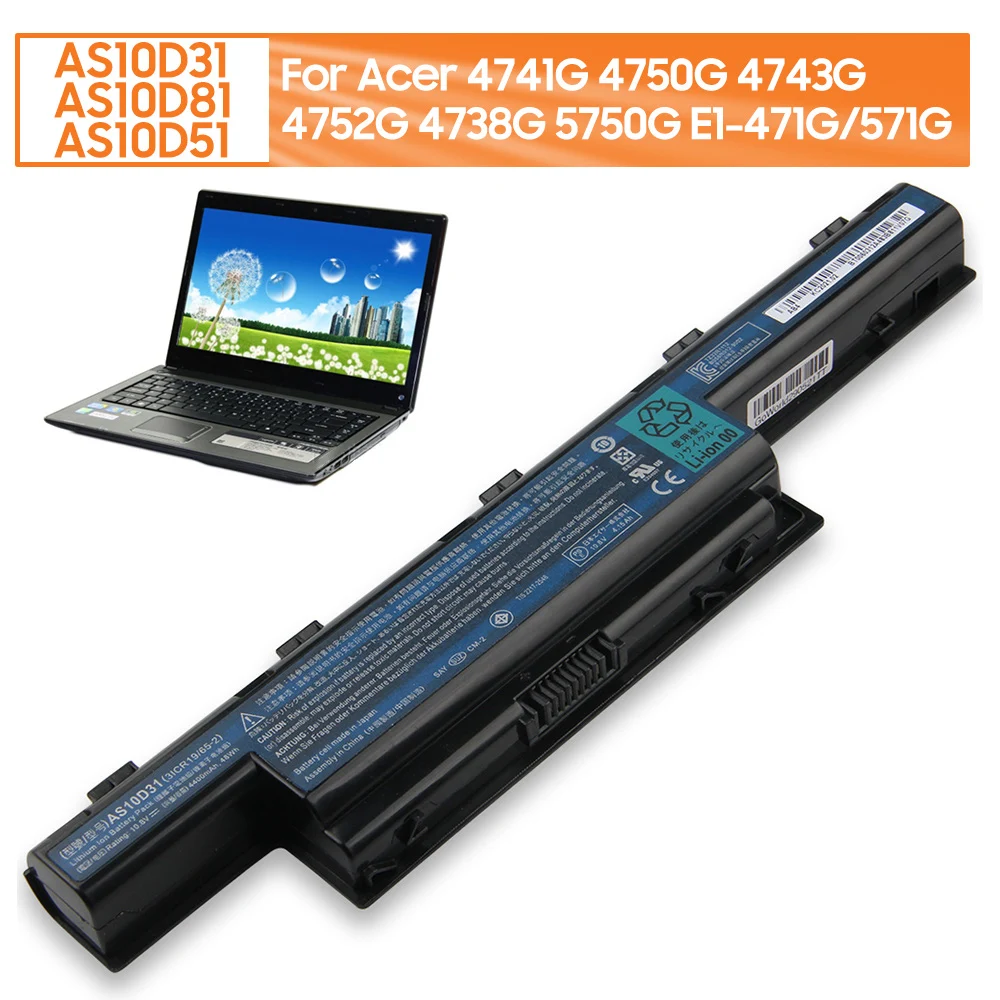 Сменный аккумулятор AS10D31 AS10D41 для acer 4741G 4750G 4743G 4752G 4738G 5750G E1-471G/571G