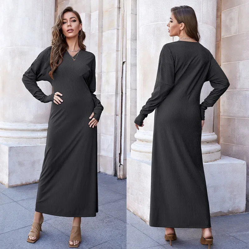 CYDNEE модное осеннее однотонное женское большое свободное платье с длинным