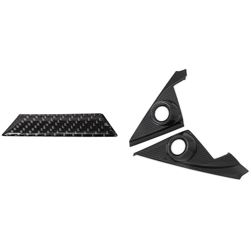 

1Pcs Carbon Fiber Passenger Airbag Light Trims Decoration Cover & 2Pcs Front Door Speaker Window A Pillar Cover Trim