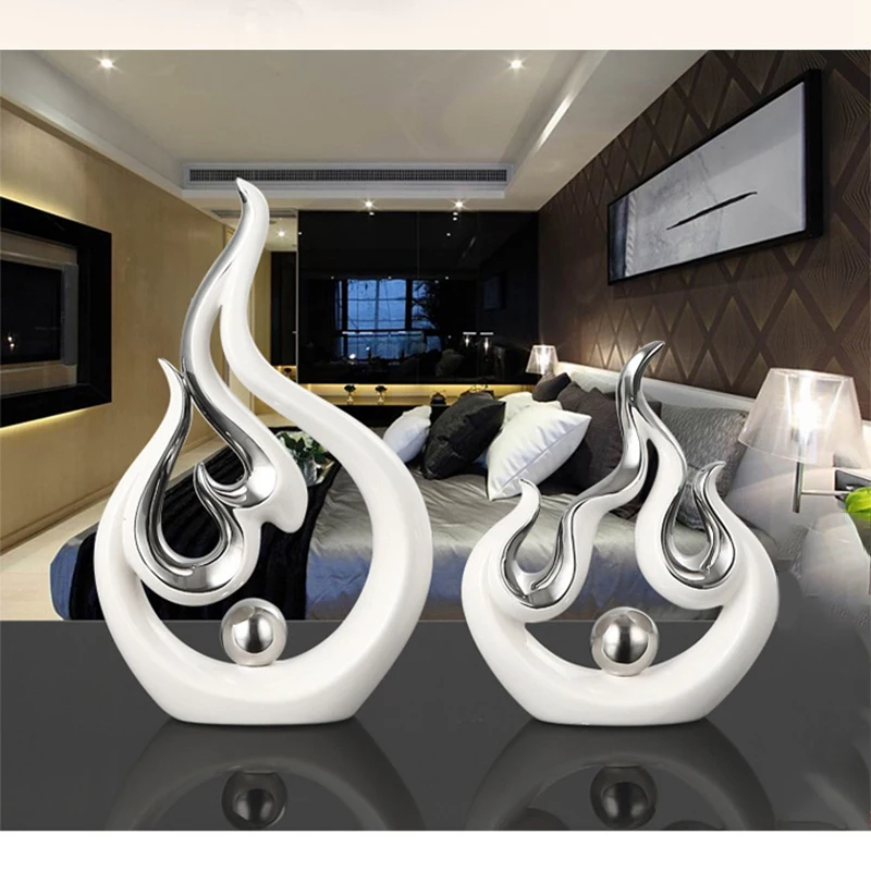 

Creative Fire Shape Ceramic Accessories Home Living Room Desk Furnishing Decoration Coffee Table Figurines Crafts