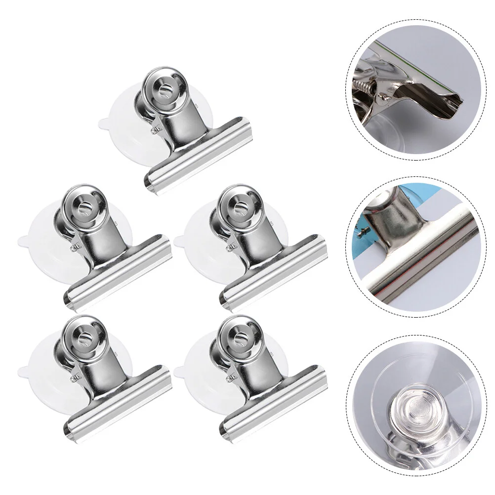 

5 Pcs Photo Paper Kitchen Suction-cup Clips Stainless Plastic Clips Accessories Household Clamps Pvc Convenient Cups Glass